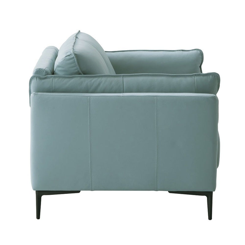 Mesut - Loveseat - Sage Green Top Grain Leather & Black