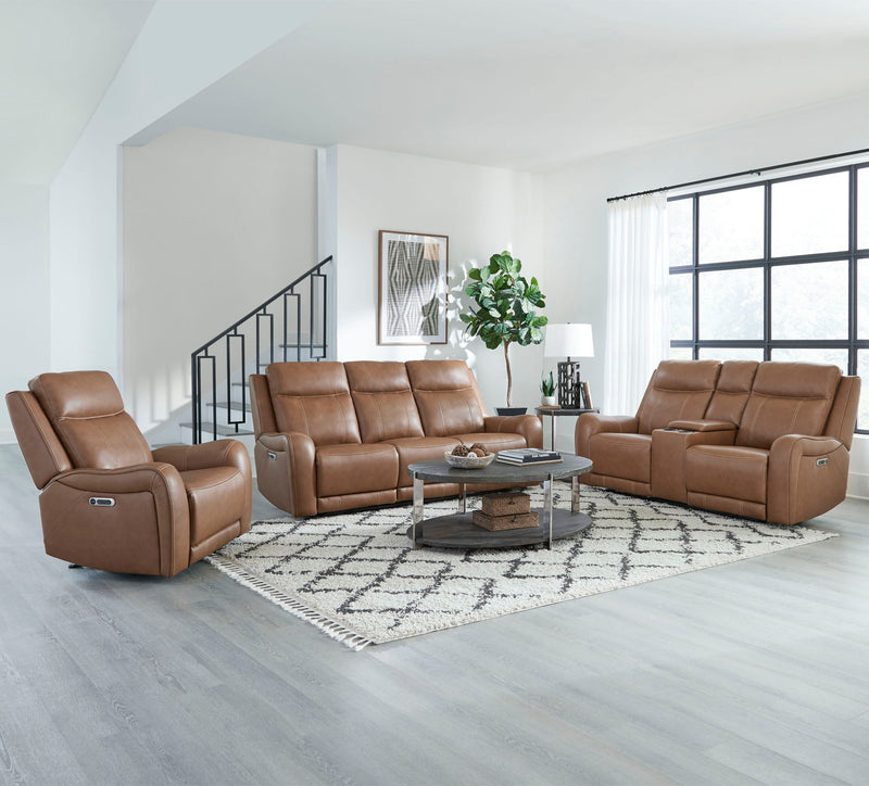 Haywood - Power Reclining Console Loveseat - Butternut