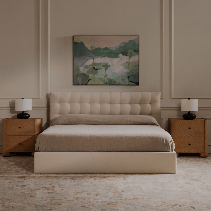 Sebastion - Queen Storage Bed - Cream