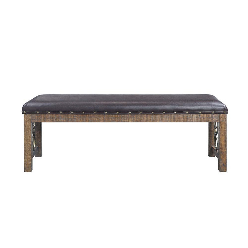 Raphaela - Bench - Black Synthetic Leather & Weathered Cherry