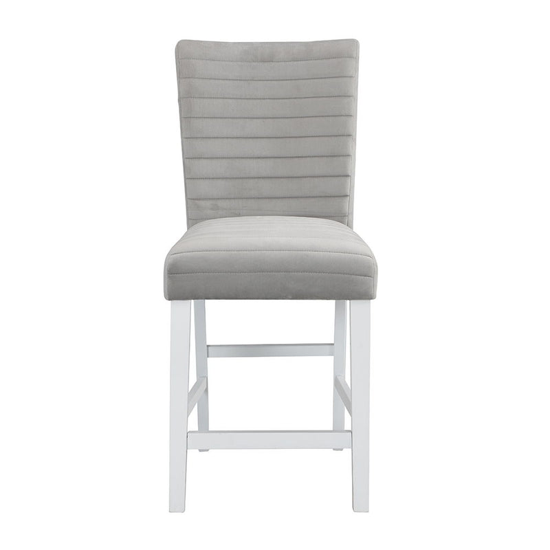 Elizaveta - Counter Height Chair (Set of 2) - Gray Velvet &White High Gloss