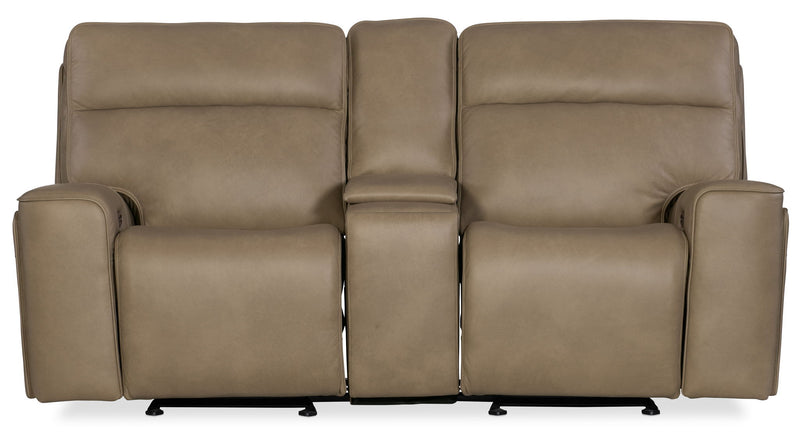 MS - Riverton Power Gliding Console Loveseat With Power Headrest And Lumbar