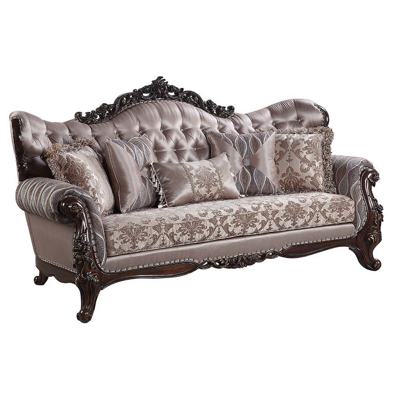 Benbek - Sofa With 5 Pillows - Fabric & Antique Oak