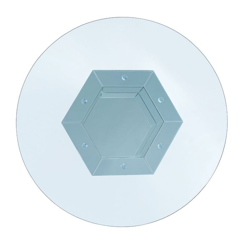 Noralie - Dining Table - Mirrored, Faux Diamonds & Clear Glass Top
