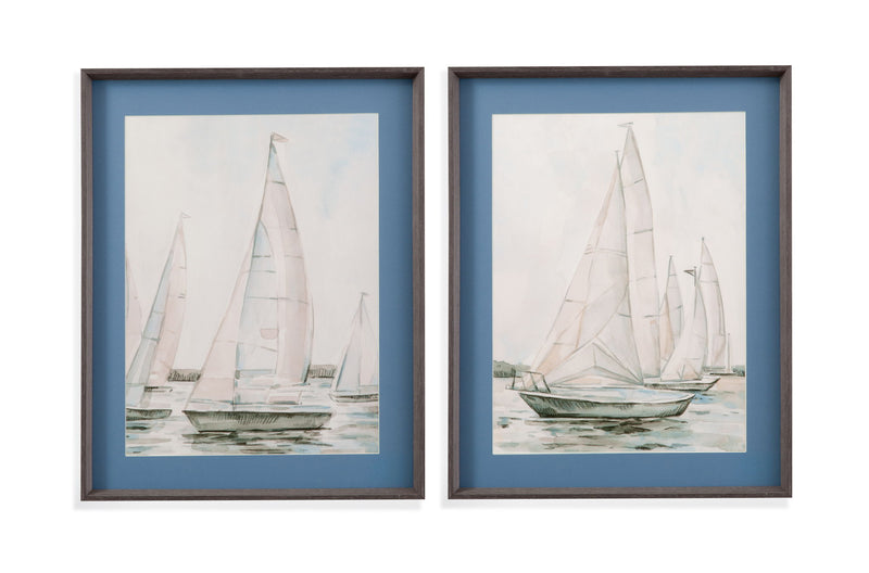 Sail Scribble I Framed Print - Blue