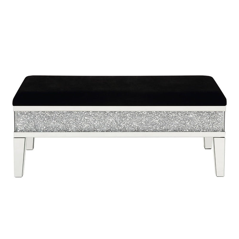 Noralie - 19" Bench With Storage - Mirrored & Faux Diamonds