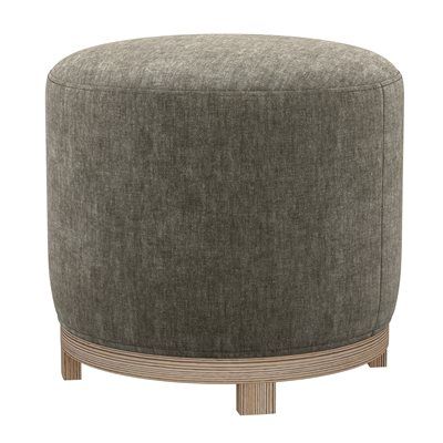 Lana - Swivel Ottoman With Wood Trim