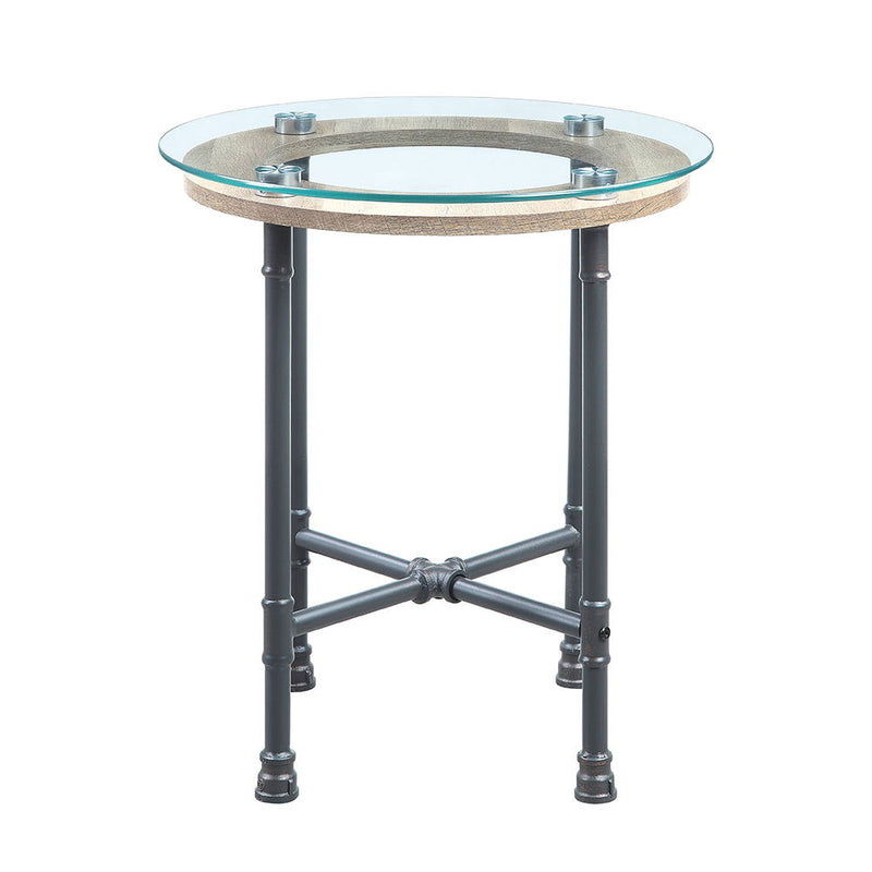 Brantley - End Table - Clear Glass & Sandy Gray