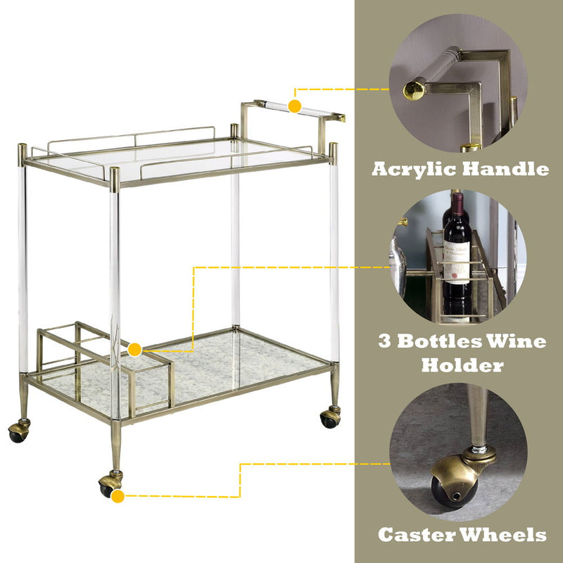 Cirro - Serving Cart - Antique Mirror & Wire Brass