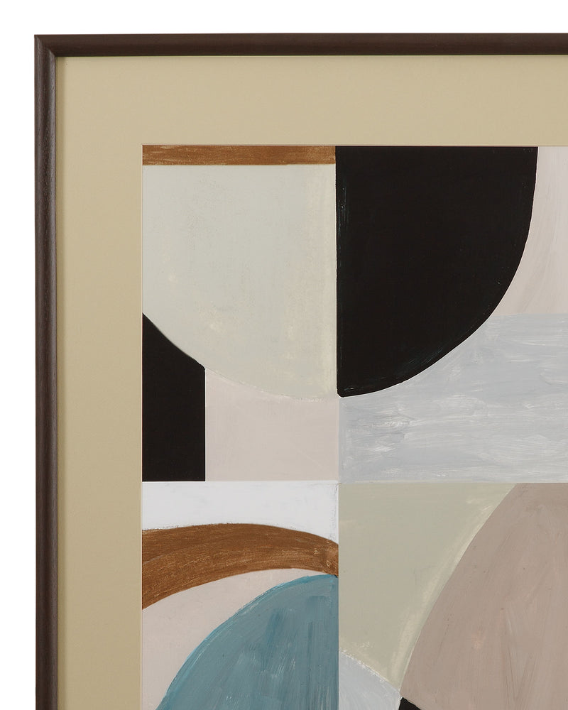 Curved Vision Shapes Framed Print - Light Brown