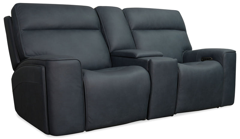 Riverton - Power Gliding Console Loveseat With Power Headrest And Lumbar - Black