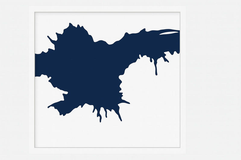 Vine Visions Prickle Framed Print - Navy / White