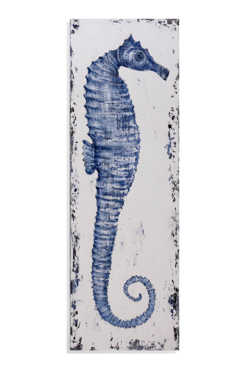 Sea Horse I Canvas Art - Blue