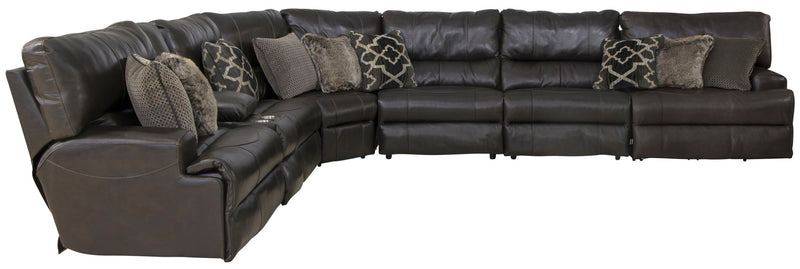 Como - 7 Piece Italian Leather Match Reclining Sectional