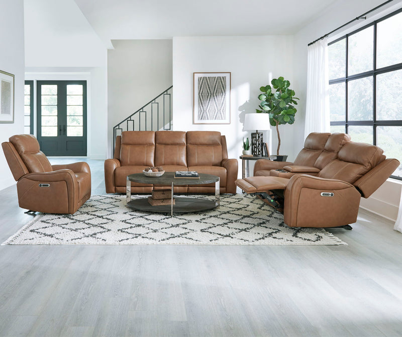 Haywood - Power Reclining Console Loveseat - Butternut