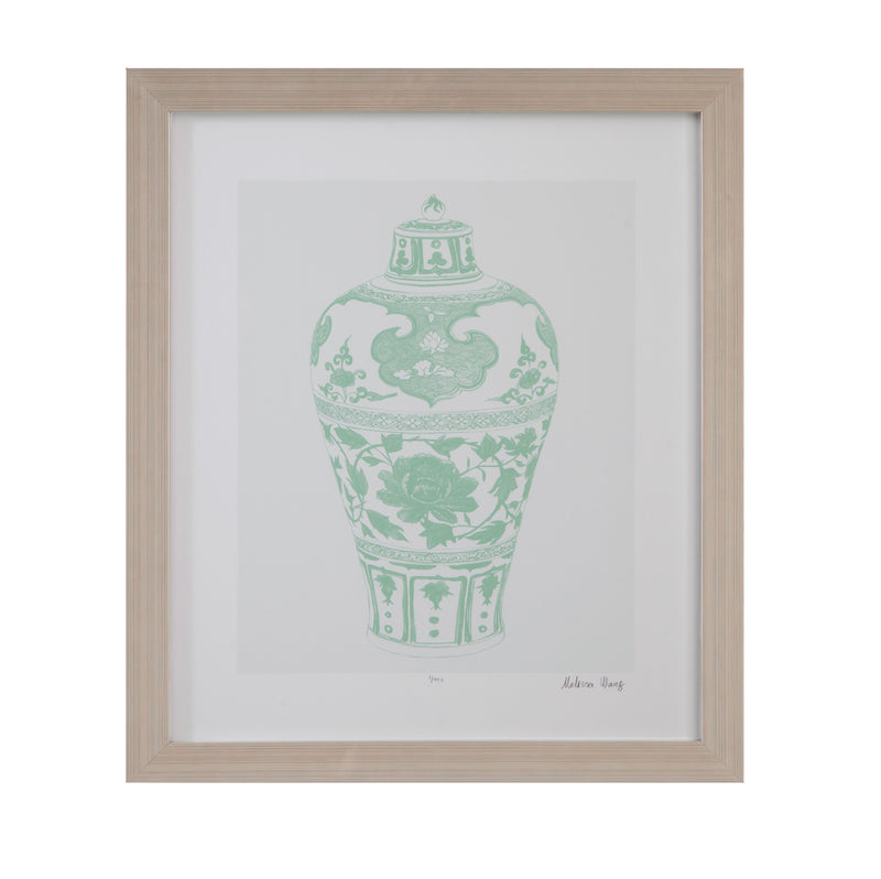 Mint Vases I Framed Print - Green / Beige
