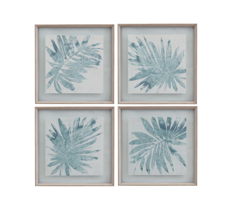Burlap Ocean Palm IX Framed Print - Light Blue