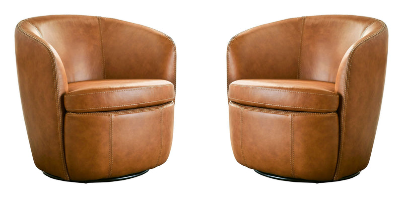 Barolo - 100% Italian Leather Swivel Club Chair (Set of 2)