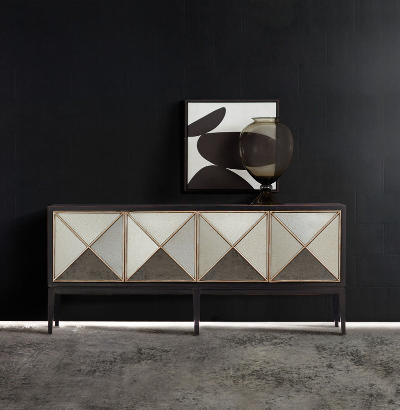 Melange - Jova Four-Door Credenza - Pearl Silver