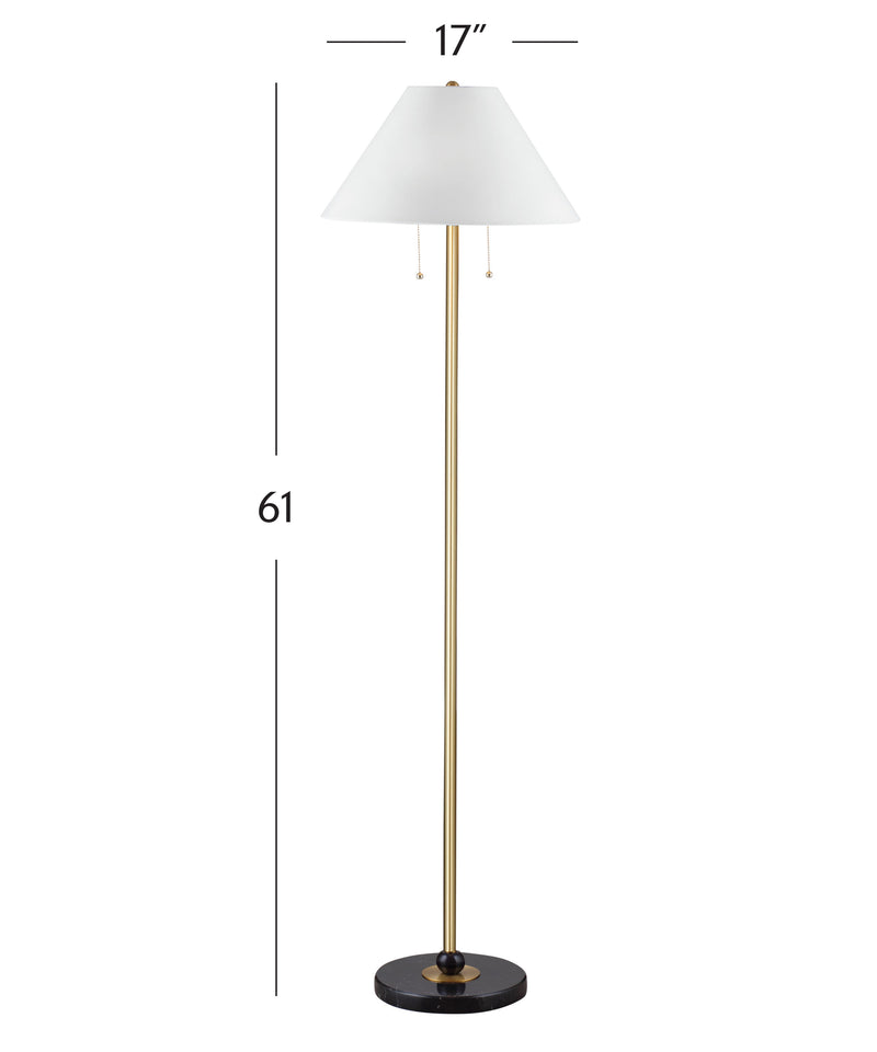 Lenor - Floor Lamp - White / Brass
