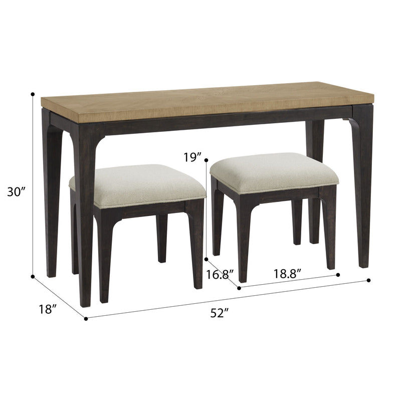 Sutton Place - Console Table With 2 Stools - Caramel / Cocoa