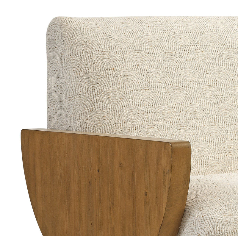 Times Up - Accent Chair - Honey Oak / Ivory Waved Print Fabric