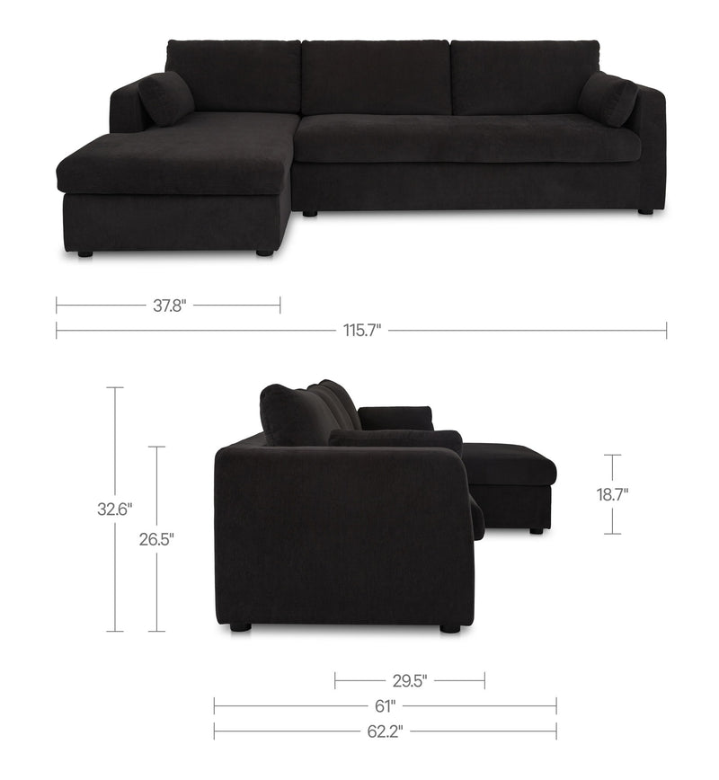 Burrow - Sleeper Sectional With Left Storage Chaise - Black
