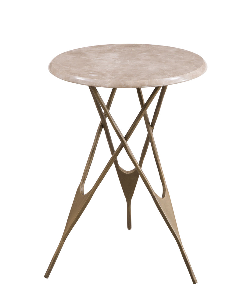 Leila - Accent Table - Antique Brass / Italian Marble