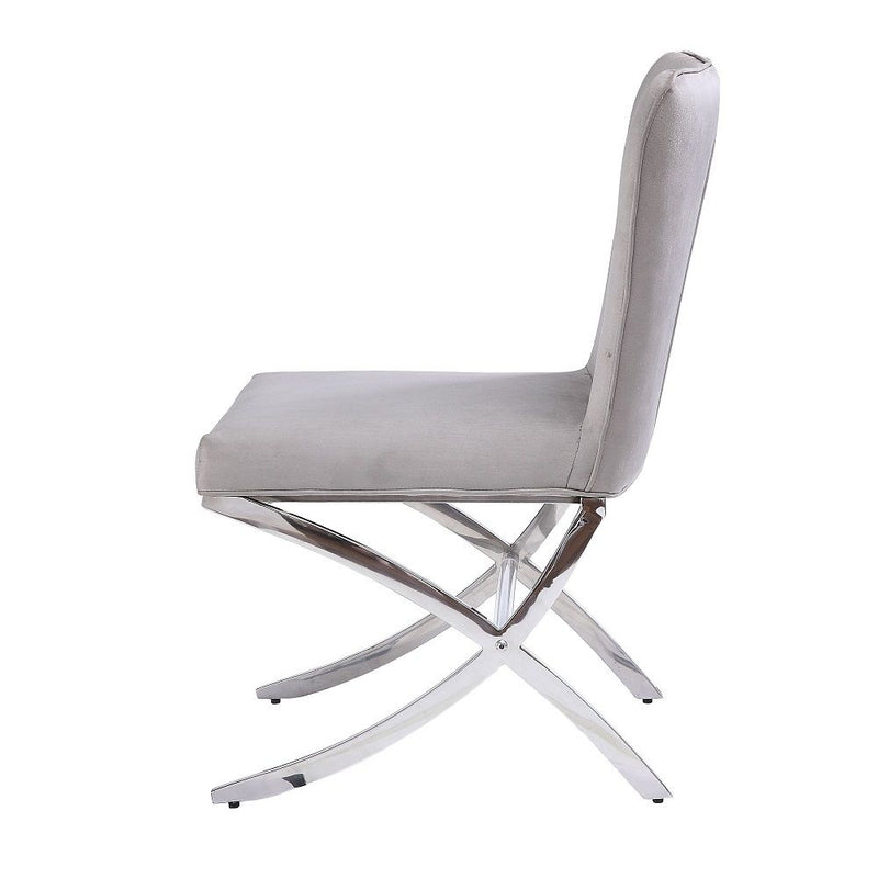 Daire - Side Chair (Set of 2) - Light Gray Velvet & Chrome
