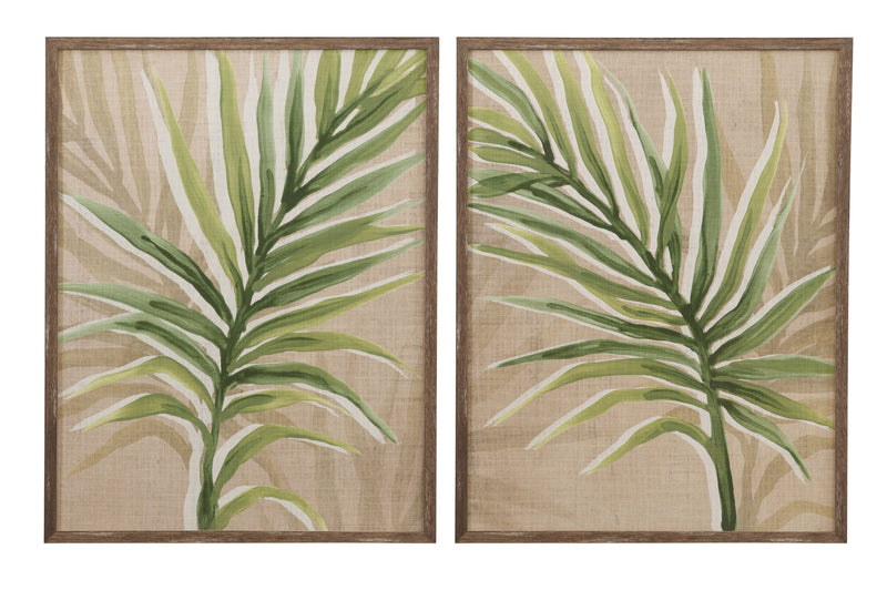 Burlap Palm Frond I Framed Print - Light Brown / Green