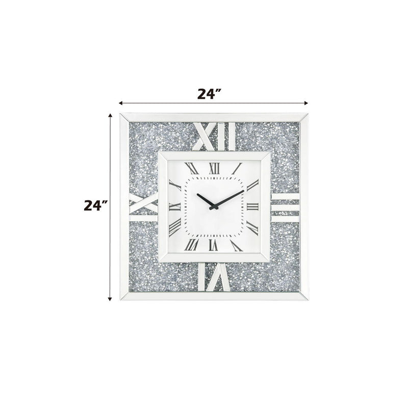Noralie - 24" Wall Clock - Mirrored & Faux Diamonds