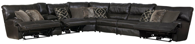 Como - 7 Piece Italian Leather Match Reclining Sectional