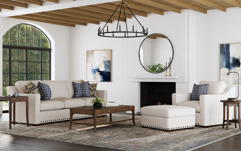 Milo - Fabric Cocktail Ottoman With Nailhead Trim