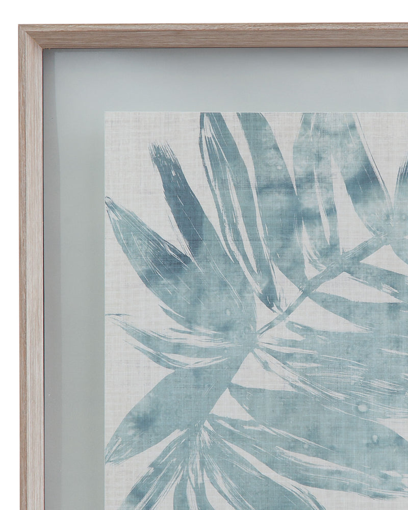Burlap Ocean Palm I Framed Print - Light Blue