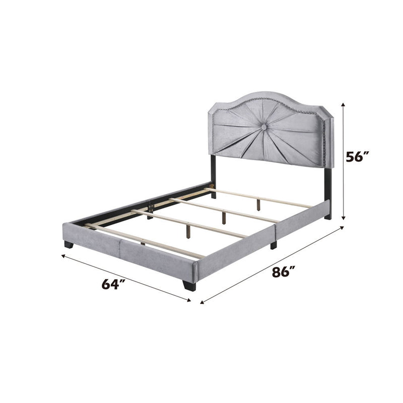 Frankie - Queen Bed - Gray Velvet