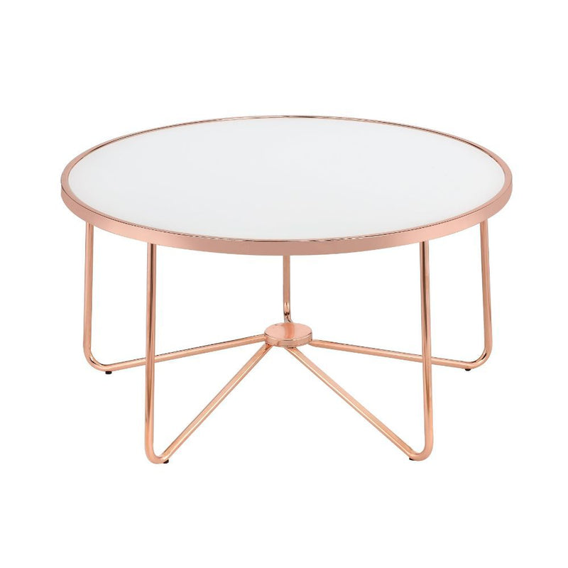 Alivia - Coffee Table - Frosted Glass & Rose Gold
