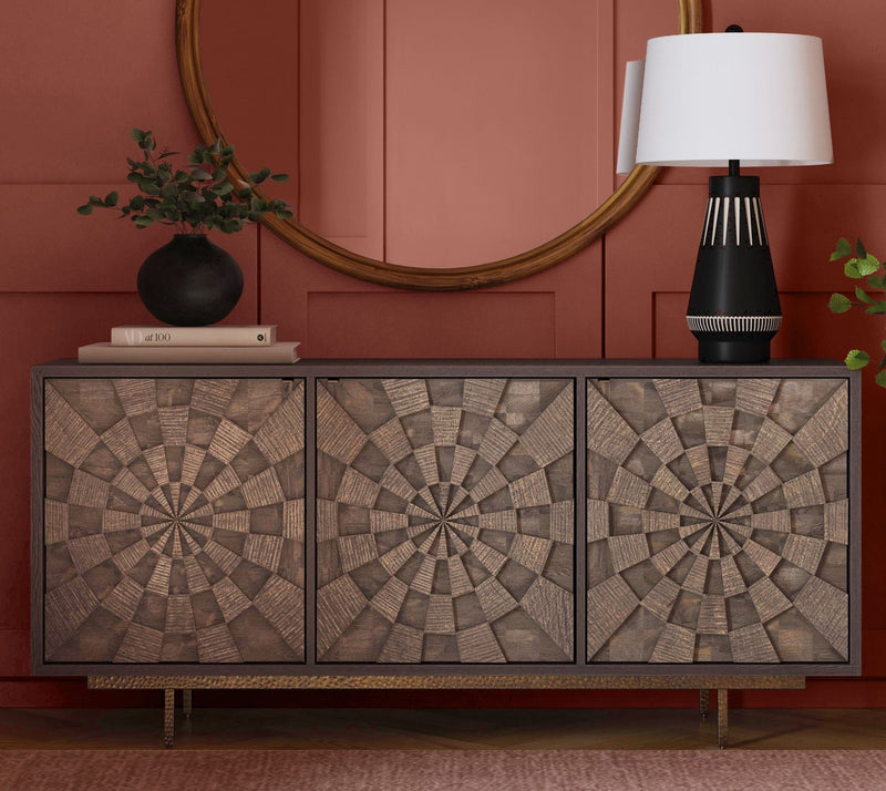 Adrienne - Server - Sandblasted Dark Brown & Antique Gold Metal