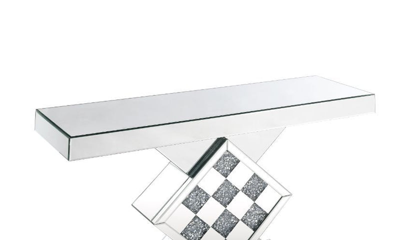 Noralie - 47" X 14" Console Table - Mirrored & Faux Diamonds
