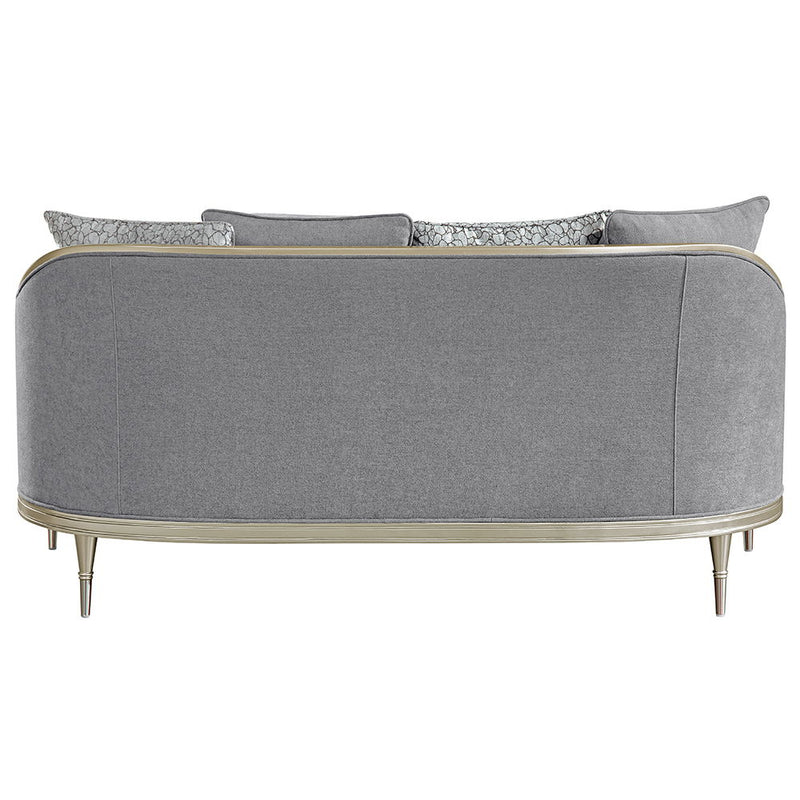 Fernando - Loveseat With 4 Pillows - Gray Chenille & Champagne