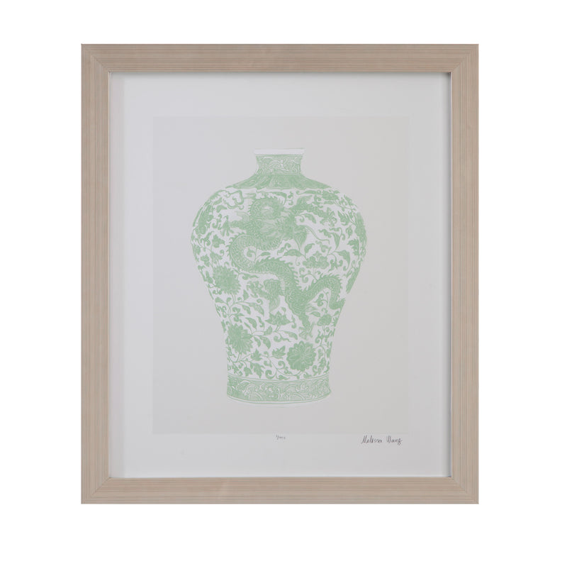 Mint Vases IV Framed Print - Green / Beige