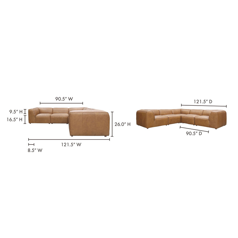 Form - Classic L Modular Leather Sectional - Light Brown