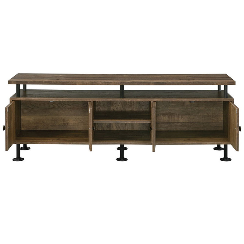 Ensata II - TV Stand - Rustic Oak & Black