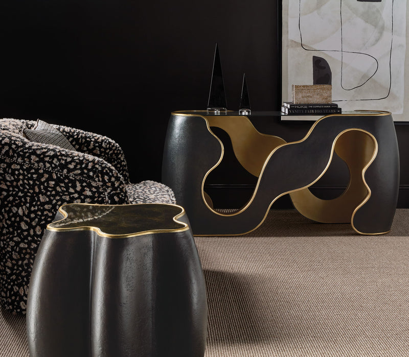 Melange - Even And Flow Round End Table - Black