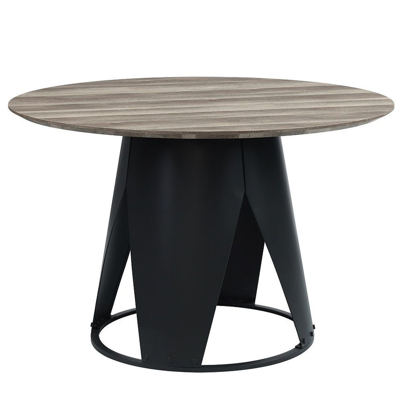 Zudora - Round Dining Table - Antique Oak & Black