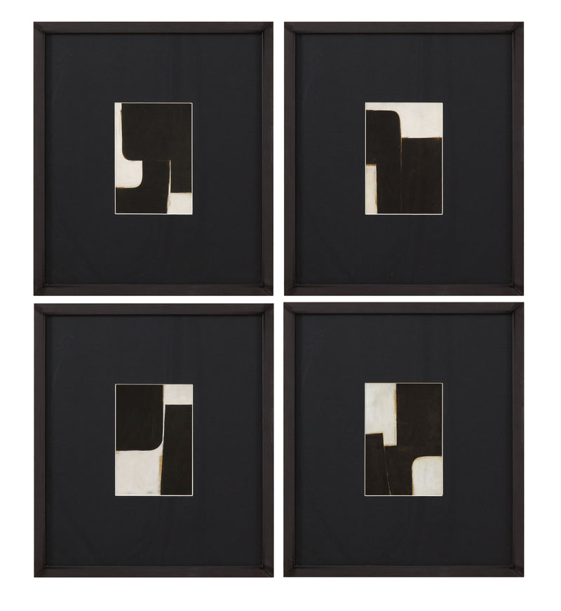Desert Fragments Framed Print (Set of 4) - Black, White