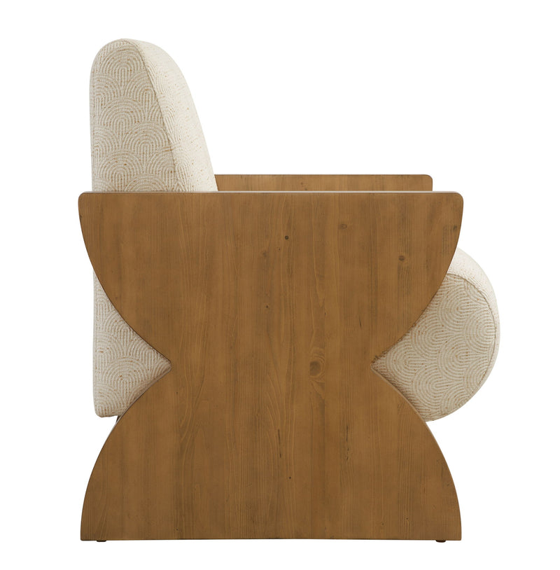 Times Up - Accent Chair - Honey Oak / Ivory Waved Print Fabric