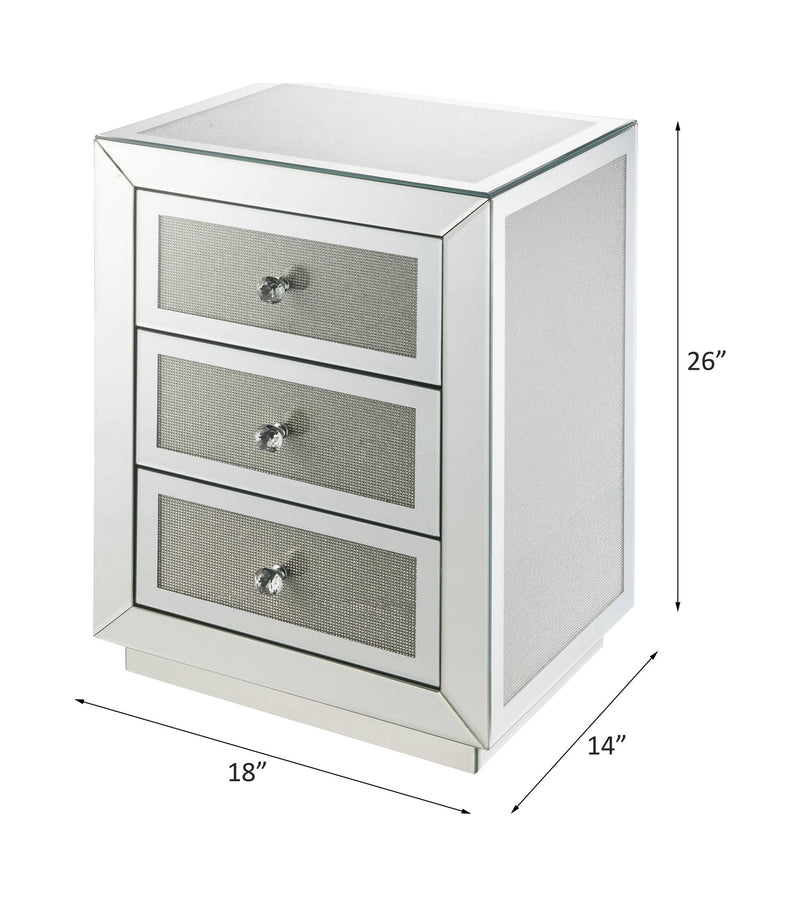 Noralie - 18" X 14" Accent Table - Mirrored & Faux Diamonds