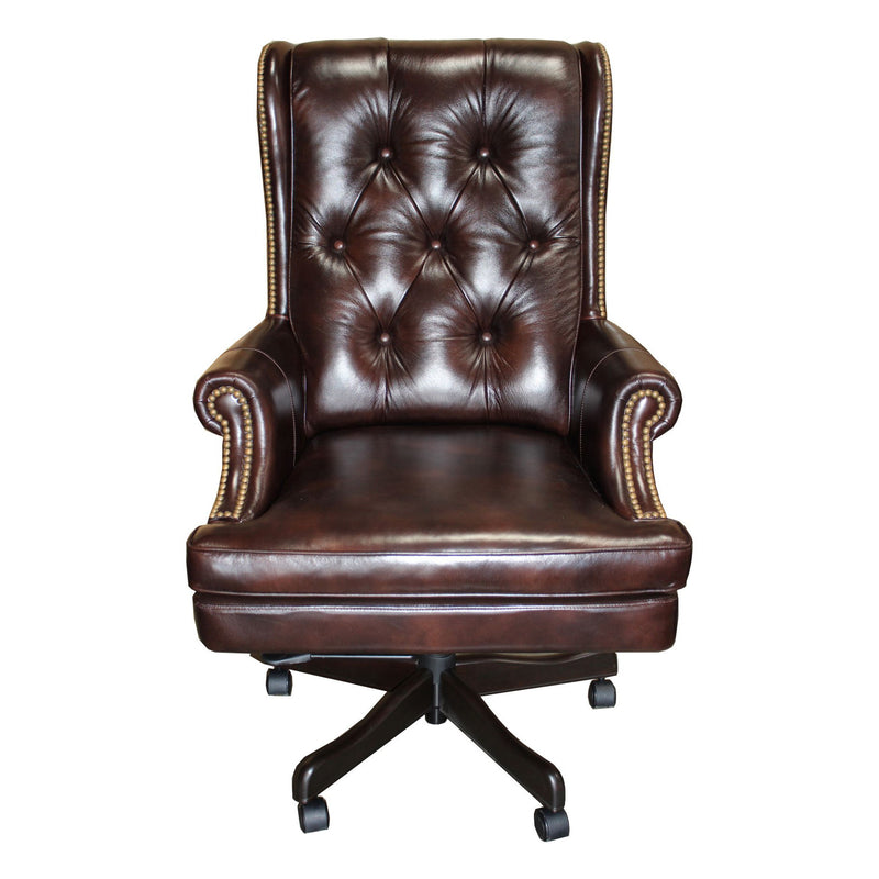 Dc#112 - Leather Desk Chair - Havana With Brown Base