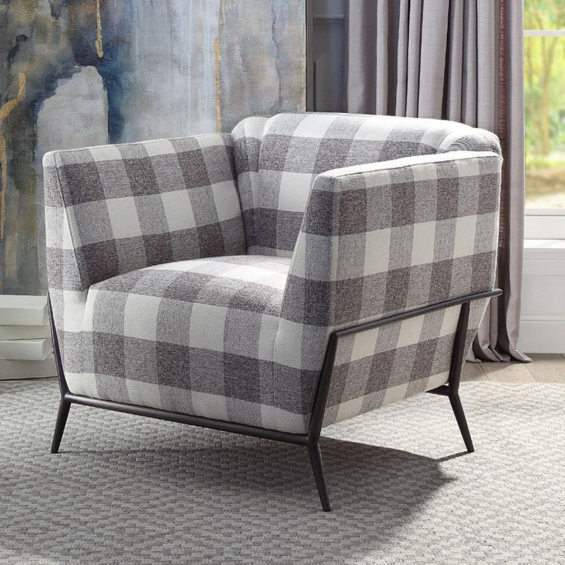 Niamey II - Accent Chair - Pattern Fabric & Metal Frame Black