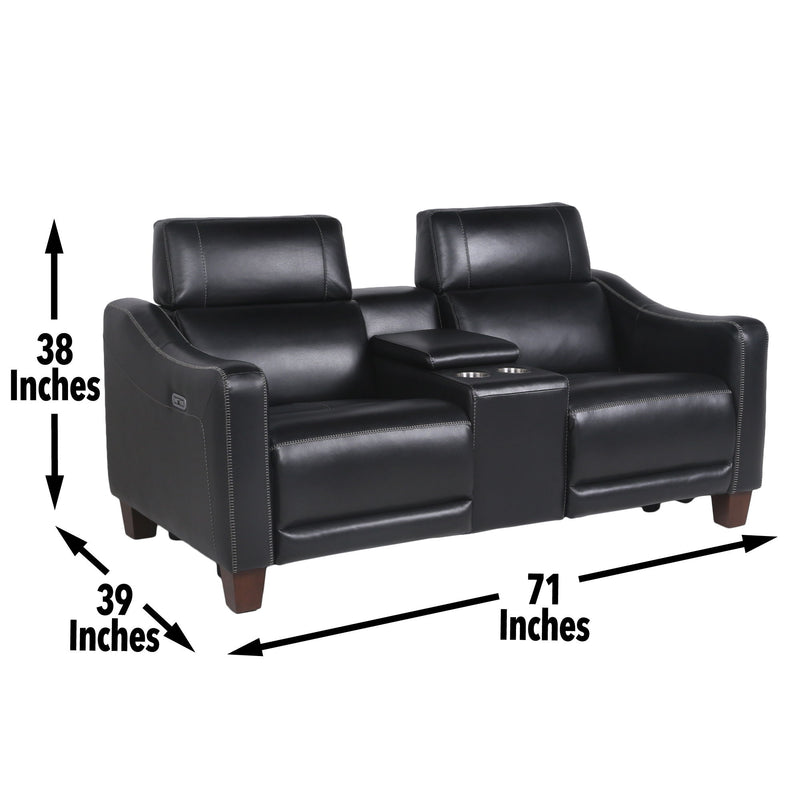 Giorno - Dual Power Console Loveseat - Black